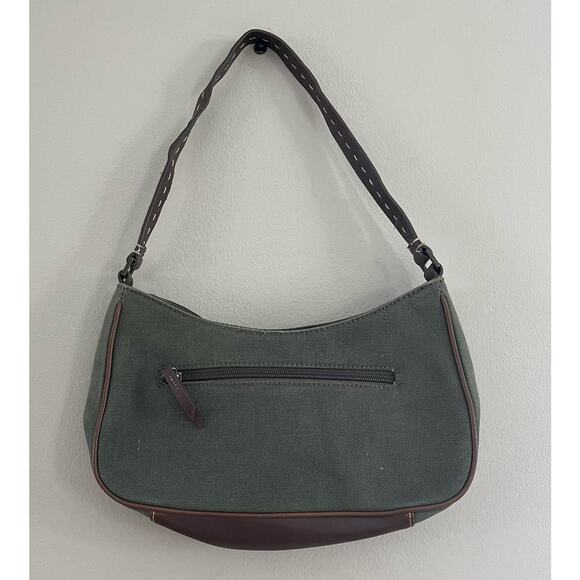 VTG Small Y2K 2000's Liz Claiborne Olive Green Purse Felt/Beaded - Picture 2 of 6